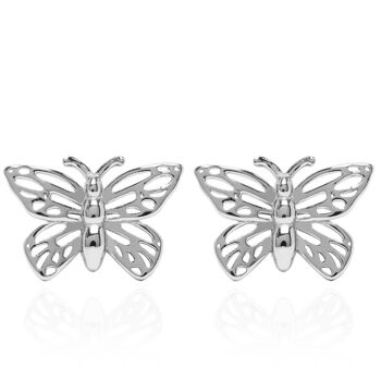 Boucles d'Oreilles Papillon Ailes Ouvertes Argent 1