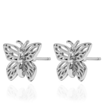 Boucles d'Oreilles Papillon Ailes Ouvertes Argent 3