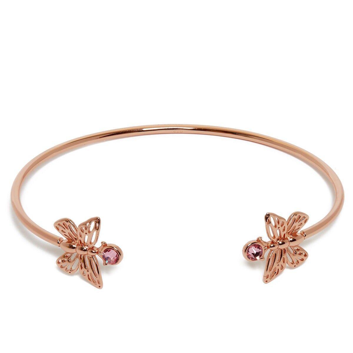 Bracciale rigido con farfalla scintillante in oro rosa