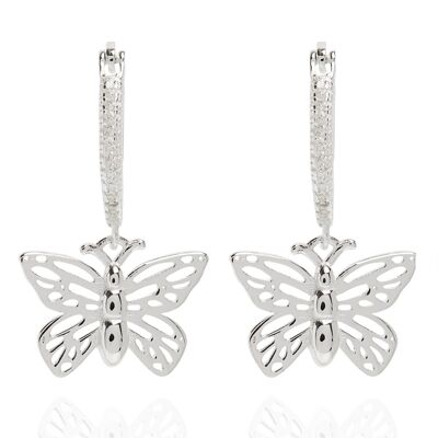 Sparkle Butterfly Charm Creolen Silber