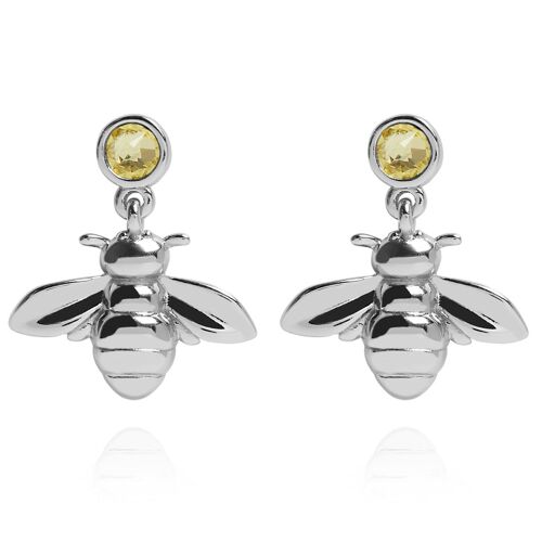 Sparkle Bee Drop Earrings Silver