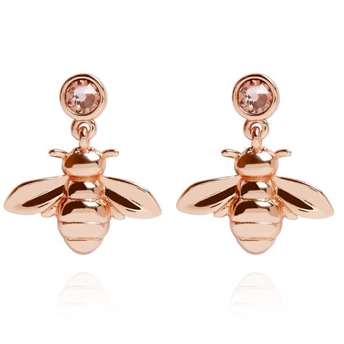 Sparkle Bee Drop Earrings Rose Gold