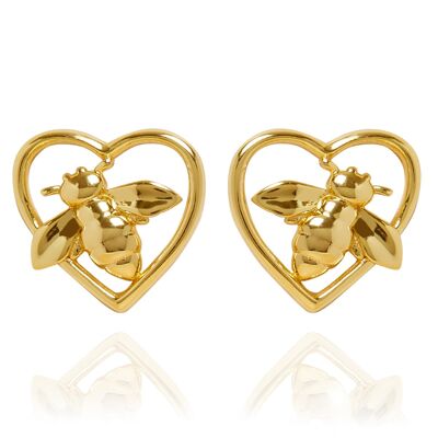 Biene Liebe Herz Gold Ohrstecker