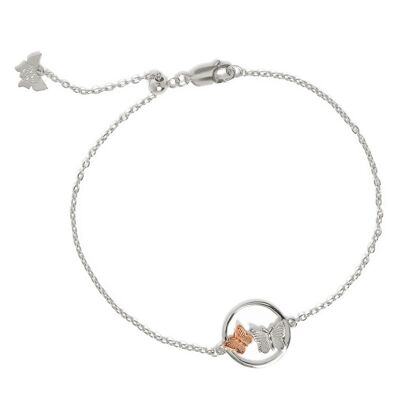 Schmetterling Duo Armband Silber & Roségold