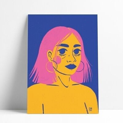 Illustriertes Poster „Gelbe Schönheit“ | Porträt einer Frau
