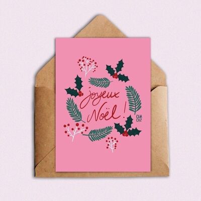 Feliz Navidad Rosa | tarjeta de felicitación de navidad rosa