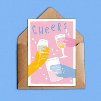Carte postale "Cheers" A6 | fête, apéritif, invitation