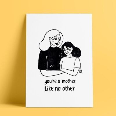 Eres una madre como ninguna otra | Cartel del día de la madre, maternidad, familia.