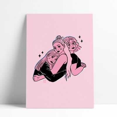 Affiche illustrée "Together" | portraits de femmes, sororité, féminisme