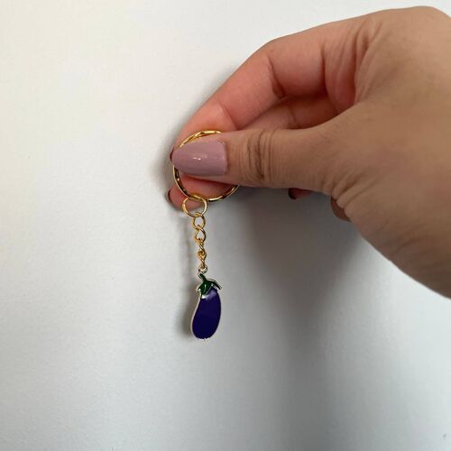 Aubergine Keyring Aubergine Enamel Keyring Unisex Aubergine