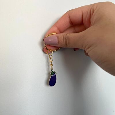 Aubergine Keyring Aubergine Enamel Keyring Unisex Aubergine