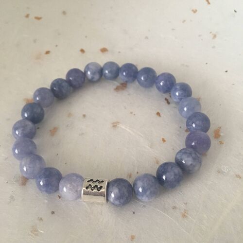 Blue Angelite Aquarius Star Sign Zodiac Sign Bracelet