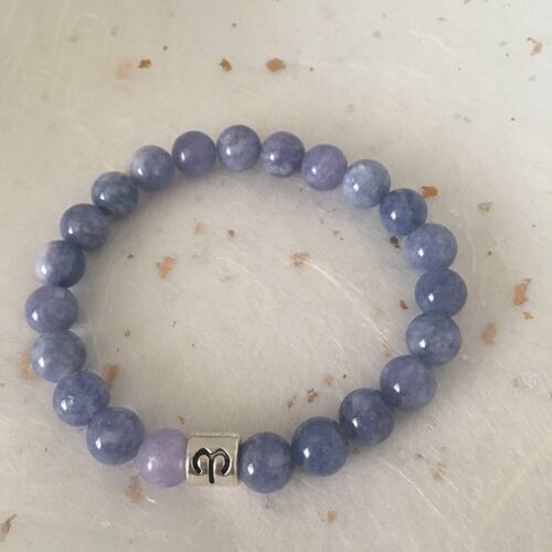 Blue Angelite Aries Star Sign Zodiac Sign Bracelet