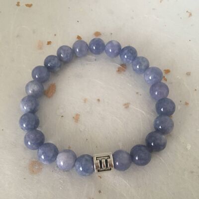 Blue Angelite Gemini Star Sign Zodiac Sign Bracelet