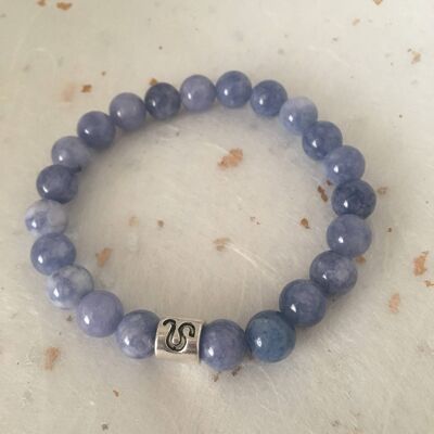 Bracciale con segno zodiacale Leone Angelite blu