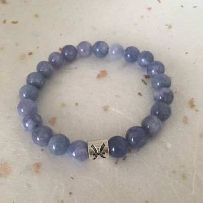 Pulsera con el signo zodiacal de Piscis y angelita azul