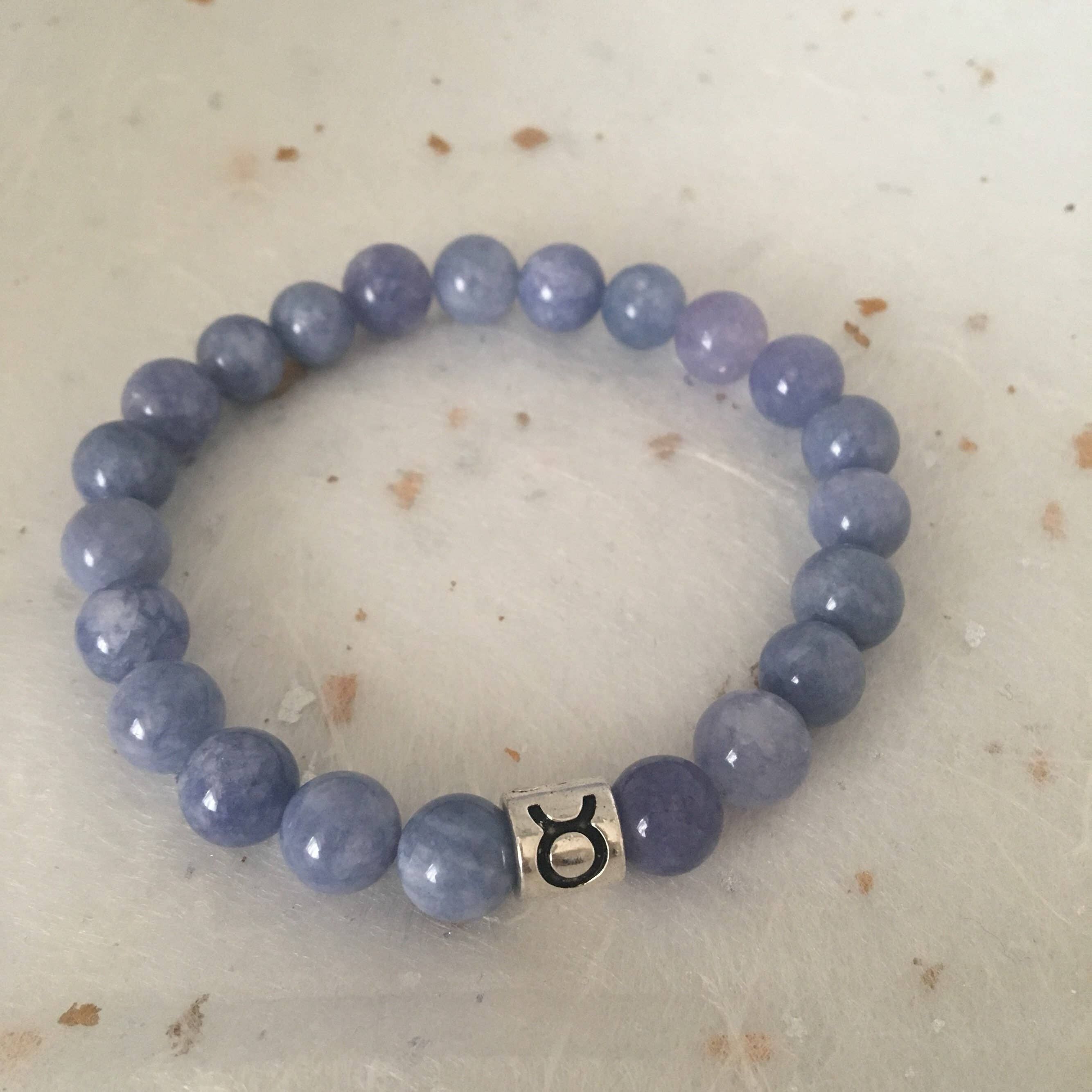 Pulsera con el signo del zodiaco y la estrella de Tauro Angelite azul