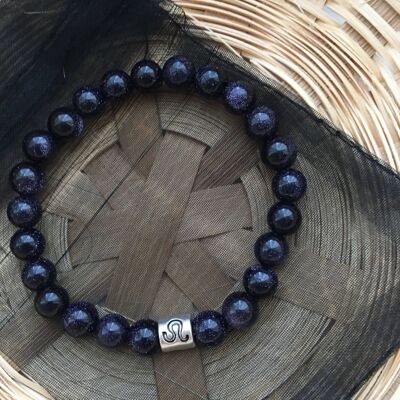 Pulsera con el signo del zodiaco del signo de la estrella Leo de arenisca azul