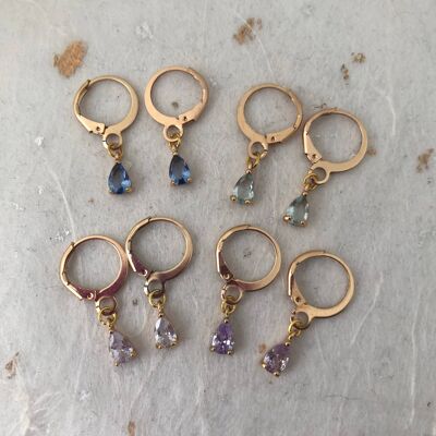 CZ Drop Huggie Hoops Pendientes Drop Charm Pendientes Aro pequeño