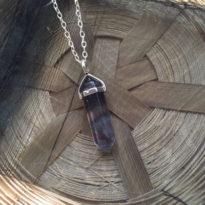 Collana con pietre preziose curative in fluorite e argento