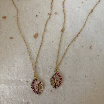 Gold Cubic Zirconia Bohemian Necklace 18" Indian Chief Neckl