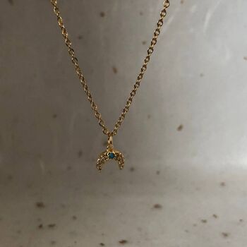 Collier Crescent Moon Gold Cubic Zirconia 18" Half Moon Nec 1