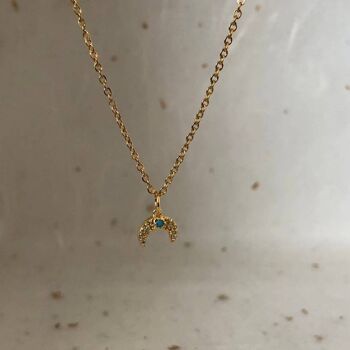 Collier Crescent Moon Gold Cubic Zirconia 18" Half Moon Nec 4