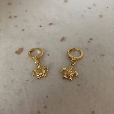 Gold Turtle Earrings Gold Baby Turtle Hoops Turtle Earrings