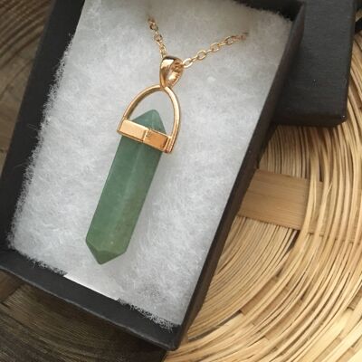 Green Aventurine and Gold Healing Gemstone Necklace