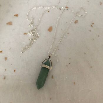 Collier en aventurine verte et pierres précieuses de guérison en argent 4