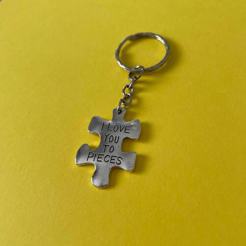 I Love You To Pieces Jigsaw Puzzle Quote Keyring Keychain Un