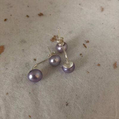 Lavender Ear Jacket Lavender Earrings Freshwater Button Pear