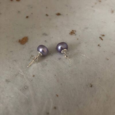 Lavender Studs Earrings Lilac Lavender Freshwater Button Pea