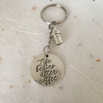 La vie commence après le porte-clés de citation de café Porte-clés d'amateur de café 5