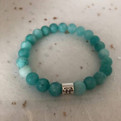 Signe Astrologique Gémeaux Amazonite Mat Bleu Clair Signe Du Zodiaque Brac