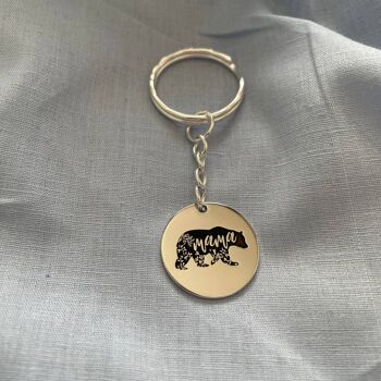 Porte-clés en acier Mama Bear unisexe porte-clés cadeau pour maman mères 1