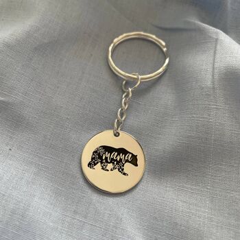 Porte-clés en acier Mama Bear unisexe porte-clés cadeau pour maman mères 4