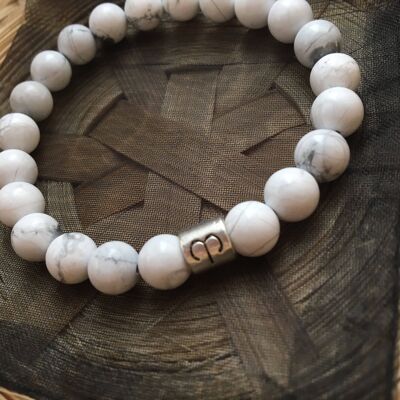 Marble White Howlite Aries Star Sign Zodiac Sign Bracelet