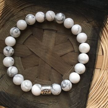 Bracelet Signe du Zodiaque Cancer en Howlite Blanche Marbre 1