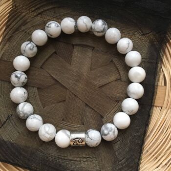 Bracelet Signe du Zodiaque Cancer en Howlite Blanche Marbre 5