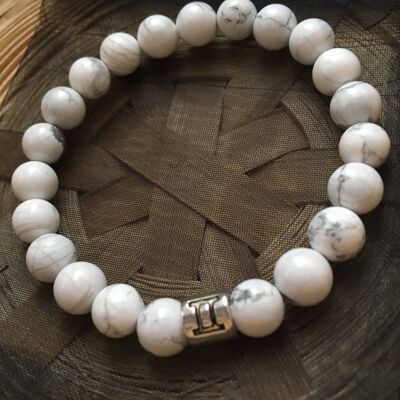 Marble White Howlite Gemini Star Sign Zodiac Sign Bracelet