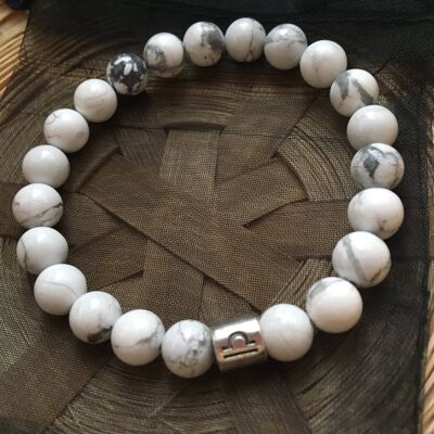 Marble White Howlite Libra Star Sign Zodiac Sign Bracelet