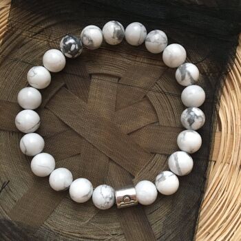 Bracelet en marbre Howlite blanc signe astrologique balance signe du zodiaque 3