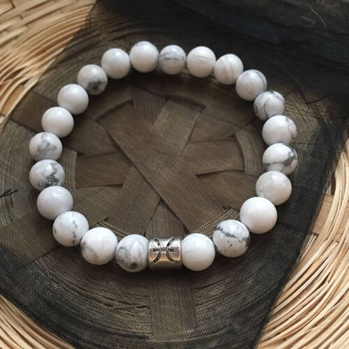 Marble White Howlite Pisces Star Sign Zodiac Sign Bracelet