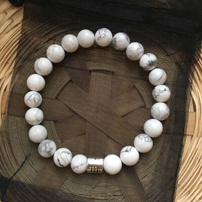 Bracelet en marbre blanc Howlite Scorpion signe astrologique signe du zodiaque