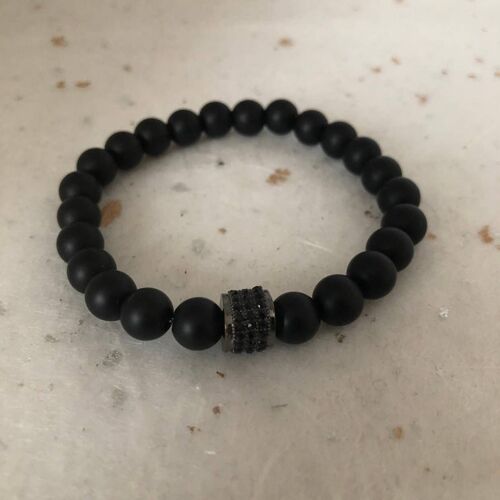 Matte Black Black CZ Bead Bracelet