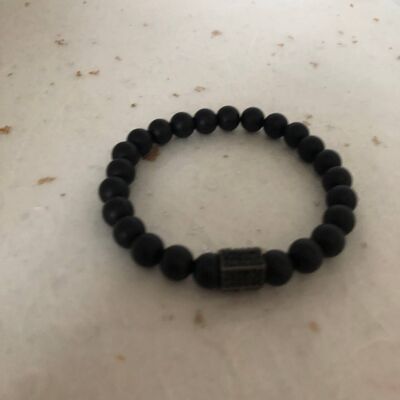 Mate Negro Negro CZ Bead Pulsera Negro Unisex Pulsera Bla