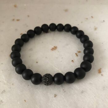 Bracelet de perles pavées de CZ noir noir mat 3