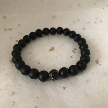 Bracelet de perles pavées de CZ noir noir mat 4