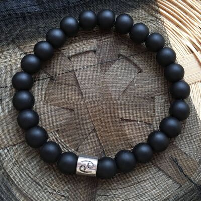 Pulsera de signo del zodiaco del signo de la estrella del cáncer negro mate